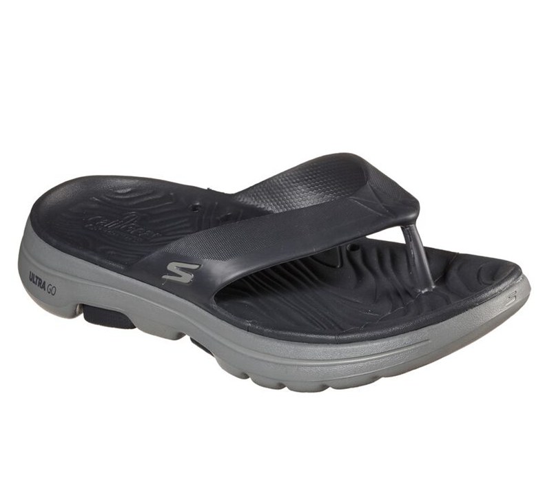 Skechers Herr Mörk Grå Flip Flop - Cali Gear: Gowalk 5 - Cabana - Sverige (SIWQV-3298)